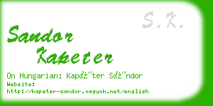 sandor kapeter business card